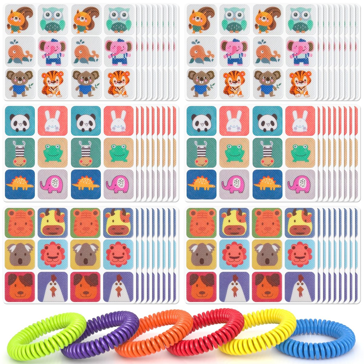 BuggyBands 360er-Pack Mückensticker für Kinder, mit 6 Mückenarmbändern, Insektenschutz-Sticker natürlich, DEET-frei, pflanzliche Inhaltsstoffe, Mückenpflaster für Outdoor und Camping
