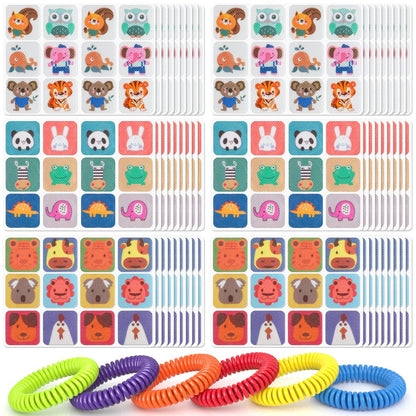 BuggyBands 360er-Pack Mückensticker für Kinder, mit 6 Mückenarmbändern, Insektenschutz-Sticker natürlich, DEET-frei, pflanzliche Inhaltsstoffe, Mückenpflaster für Outdoor und Camping