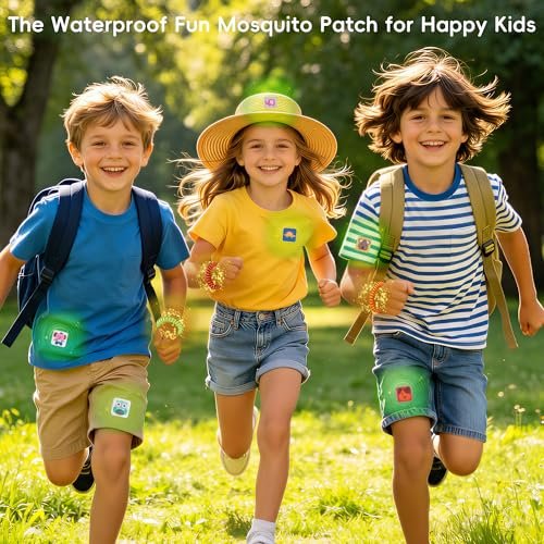 BuggyBands 360er-Pack Mückensticker für Kinder, mit 6 Mückenarmbändern, Insektenschutz-Sticker natürlich, DEET-frei, pflanzliche Inhaltsstoffe, Mückenpflaster für Outdoor und Camping