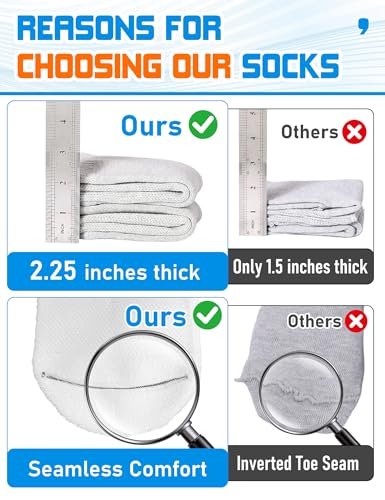 Orthostride Breite Diabetikersocken für Damen und Herren, Übergröße, Extra Lange Ödemsocken mit Verdickter Sohle, Nicht-Einengende Lockere Passform für Geschwollene Füße, Lymphödem, Neuropathie - 2 Paar Schwarz