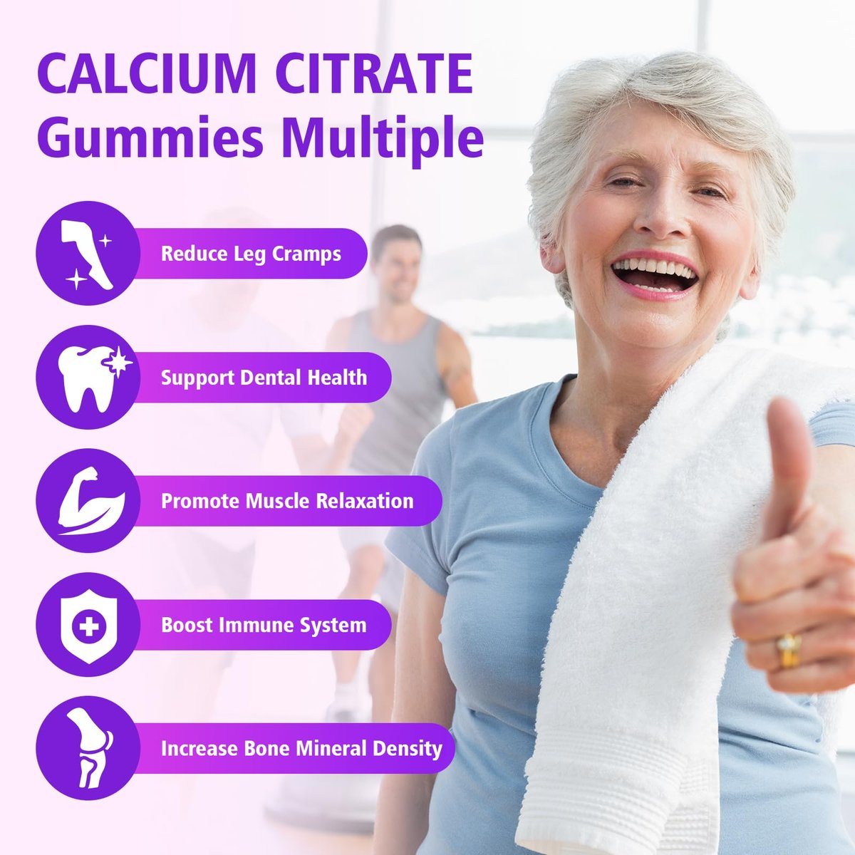 BVIVLOO Calcium Citrate Gummies 1200mg – Hochdosiertes Calcium für Knochen & Zähne, vegan, zuckerfrei, Himbeergeschmack, 60 Stück