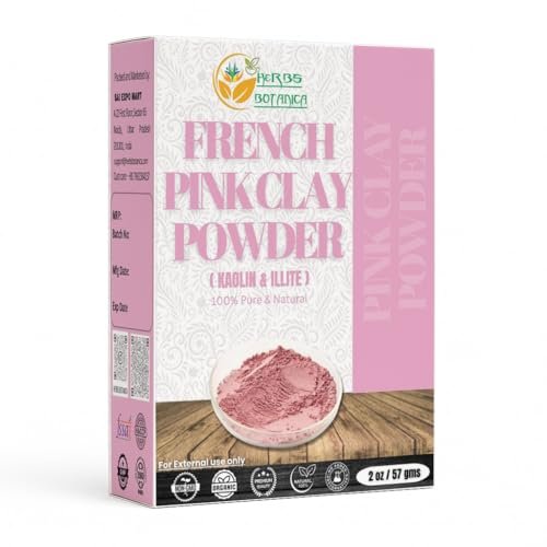 Herbs Botanica French Pink Clay Powder – Feine Rosenerde für DIY Gesichtsmasken, Seifenherstellung, Körperpflege und Kaolin-basierte Hautpflege, 56 g