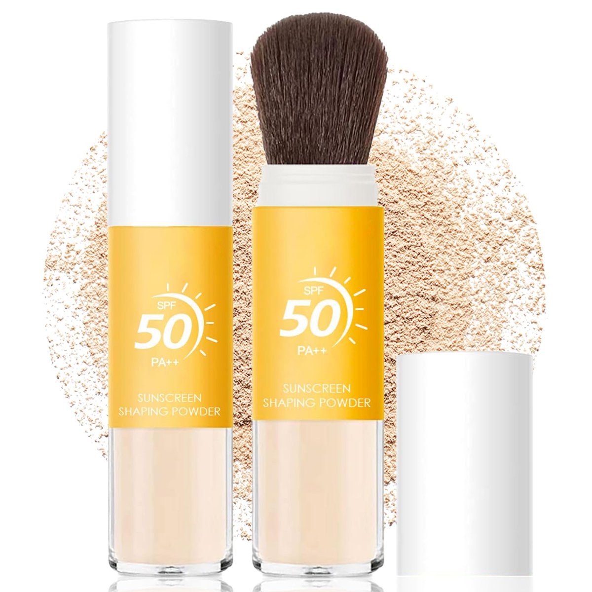Mineralischer Sonnenschutz-Puder SPF 50 – Transparenter Sonnencreme-Puder für Gesicht & Kopfhaut mit Pinsel, Ölkontrollierender, natürlicher, matter Finish, langanhaltend, leicht & atmungsaktiv