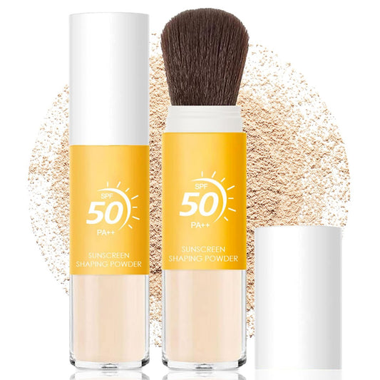 Mineralischer Sonnenschutz-Puder SPF 50 – Transparenter Sonnencreme-Puder für Gesicht & Kopfhaut mit Pinsel, Ölkontrollierender, natürlicher, matter Finish, langanhaltend, leicht & atmungsaktiv