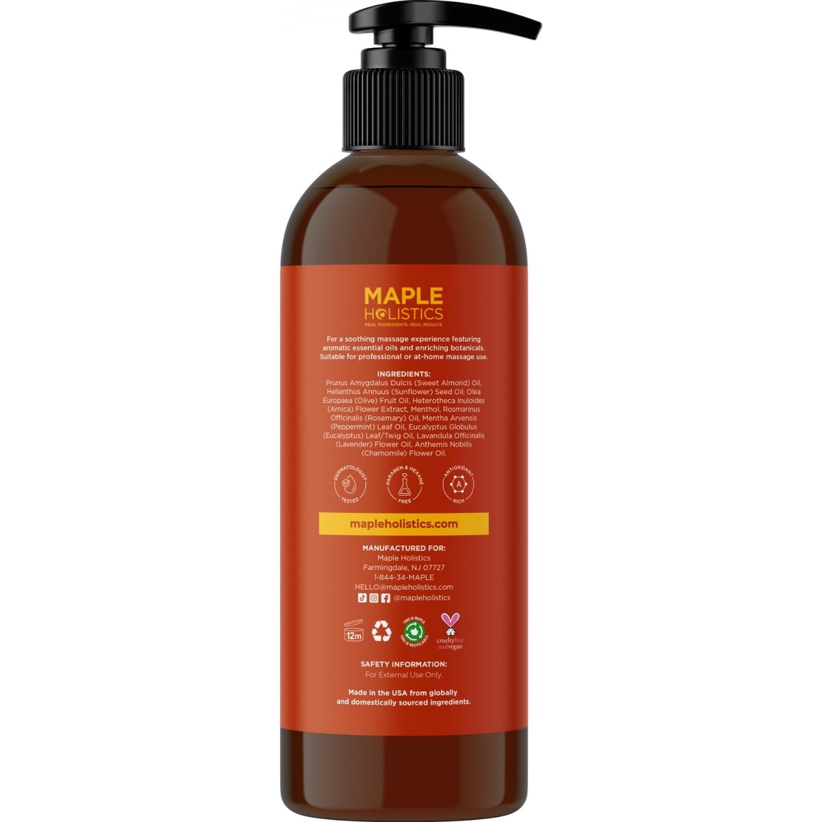 Arnica Massageöl zur Muskelentspannung - Beruhigendes Massageöl für den ganzen Körper mit Kamille, Lavendel, Pfefferminze & Rosmarin - Vegan & Ohne Gentechnik (240 ml)