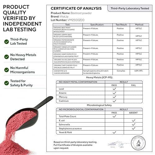 VitaUp Rote-Bete-Pulver 8-in-1 – Hergestellt in den USA, mit Traubenkern, Weißdorn, CoQ10 – Bio-Rote-Bete für normale Durchblutung & Energie – 30 Portionen