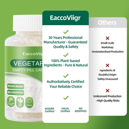 EaccoViigr Leere Kapseln Größe 1 – 150 Stück Klare Pflanzenkapseln mit Füllhilfe, Vegan, für Vitamine & DIY Nahrungsergänzungsmittel