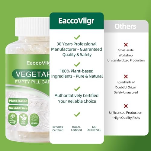 EaccoViigr Leere Kapseln Größe 0 - 100 Stück Klare Leere Pillenkapseln mit Kapselbefüllungsset, Vegane Vegetarische Kapseln für Vitamine, Einfach für DIY Nahrungsergänzungsmittel