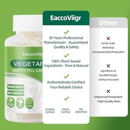 EaccoViigr Leere Kapseln Größe 0 - 100 Stück Klare Leere Pillenkapseln mit Kapselbefüllungsset, Vegane Vegetarische Kapseln für Vitamine, Einfach für DIY Nahrungsergänzungsmittel