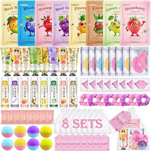 80-teiliges Spa-Party-Set für Mädchen – Gesichtsmasken, Lippenbalsam, Handcreme, Augenpads, Lippenmasken, Fußbadebomben, Komprimierte Handtücher – Perfekt für Pyjama- und Geburtstagspartys