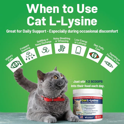 Guardian’s Choice 250mg L-Lysin für Katzen – Fortschrittliche Immununterstützung für Atemwege, Augen & Nase – Hühnerleber-Geschmack – Pulver für Kätzchen & Senioren – 200 Portionen
