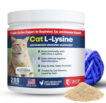 Guardian’s Choice 250mg L-Lysin für Katzen – Fortschrittliche Immununterstützung für Atemwege, Augen & Nase – Hühnerleber-Geschmack – Pulver für Kätzchen & Senioren – 200 Portionen