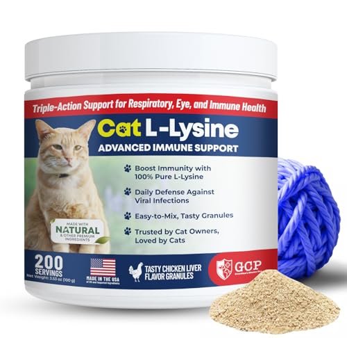 Guardian’s Choice 250mg L-Lysin für Katzen – Fortschrittliche Immununterstützung für Atemwege, Augen & Nase – Hühnerleber-Geschmack – Pulver für Kätzchen & Senioren – 200 Portionen