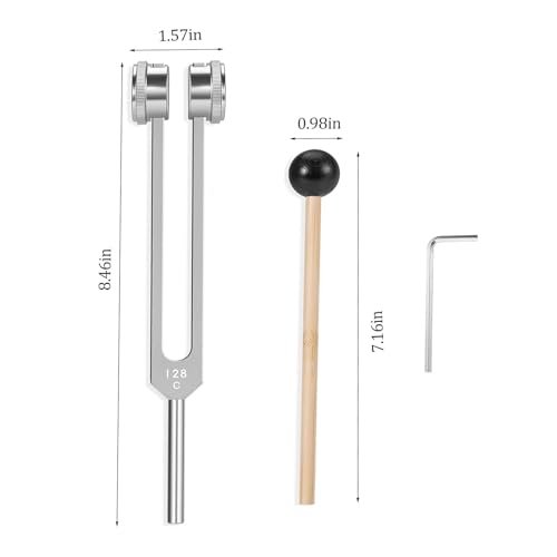 128 Hz Gewichtete Stimmgabel aus medizinischem Edelstahl für Klangtherapie – Professionelle C128 Stimmgabel mit Schlägel, Yoga- und Meditationszubehör
