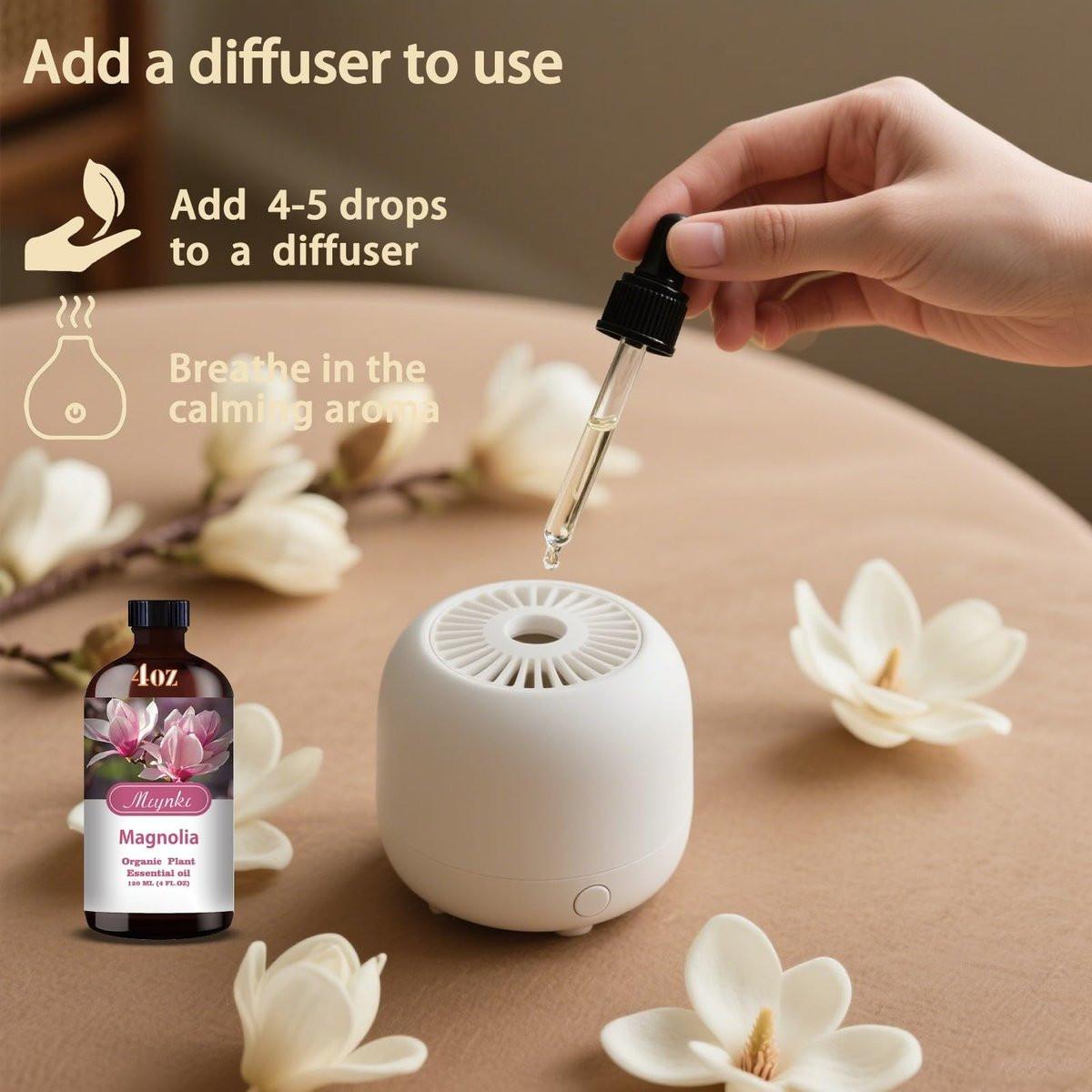 Magnolia Ätherisches Öl – Magnolia Duftöl für Diffuser, Luftbefeuchter, Massage, DIY Kerze, Seife, Yoga, Entspannung, geschenkfertig – MLYNKL (130 ml / 4,33 fl oz)