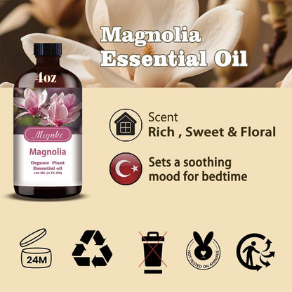 Magnolia Ätherisches Öl – Magnolia Duftöl für Diffuser, Luftbefeuchter, Massage, DIY Kerze, Seife, Yoga, Entspannung, geschenkfertig – MLYNKL (130 ml / 4,33 fl oz)