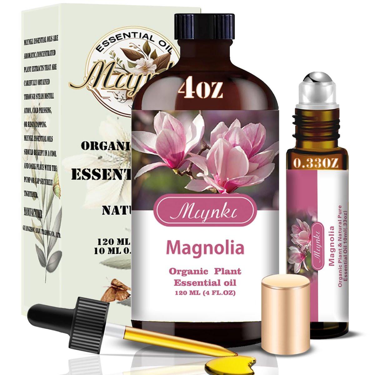 Magnolia Ätherisches Öl – Magnolia Duftöl für Diffuser, Luftbefeuchter, Massage, DIY Kerze, Seife, Yoga, Entspannung, geschenkfertig – MLYNKL (130 ml / 4,33 fl oz)