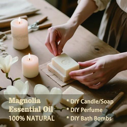 Magnolia Ätherisches Öl – Magnolia Duftöl für Diffuser, Luftbefeuchter, Massage, DIY Kerze, Seife, Yoga, Entspannung, geschenkfertig – MLYNKL (130 ml / 4,33 fl oz)