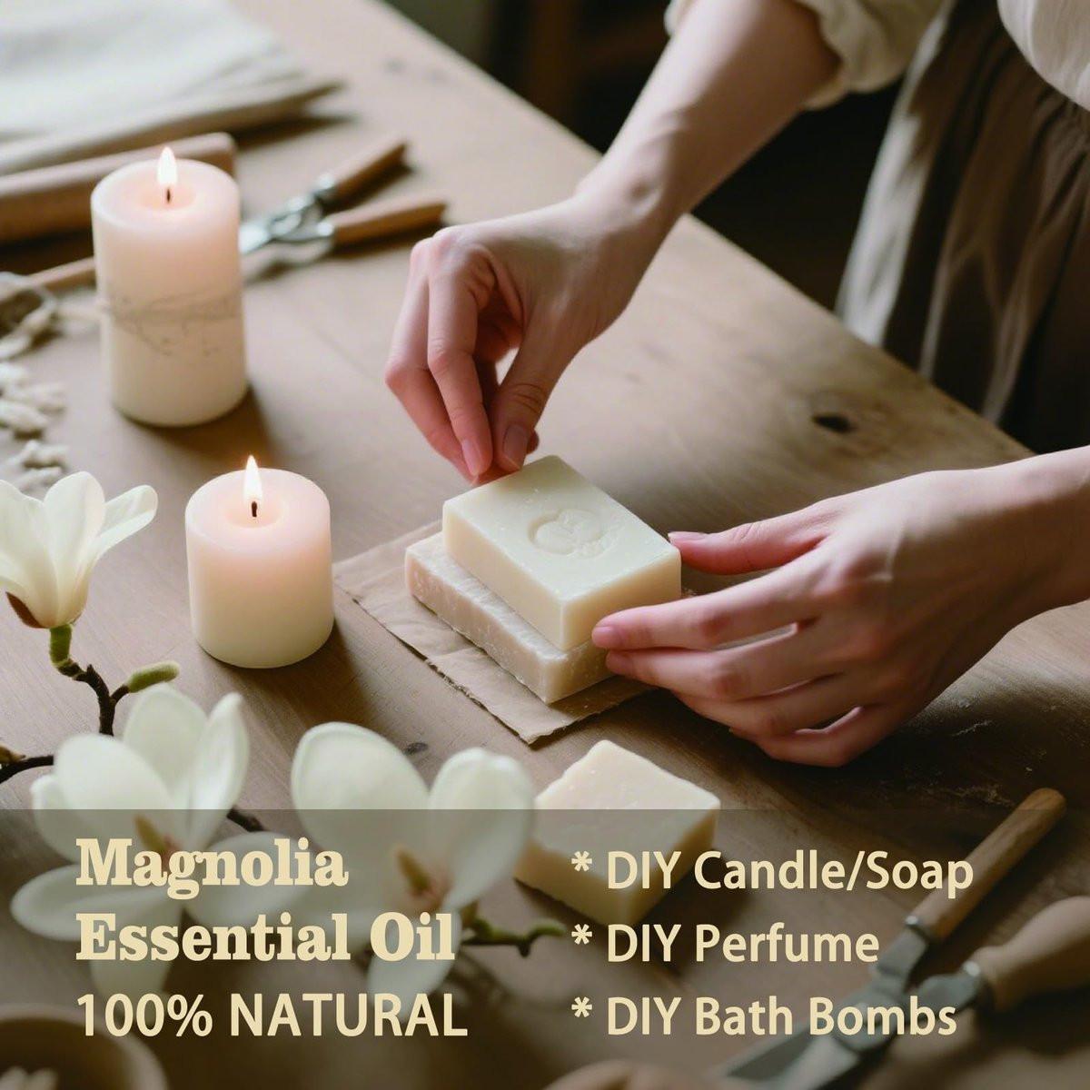 Magnolia Ätherisches Öl – Magnolia Duftöl für Diffuser, Luftbefeuchter, Massage, DIY Kerze, Seife, Yoga, Entspannung, geschenkfertig – MLYNKL (130 ml / 4,33 fl oz)
