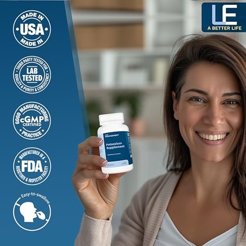 Life Enhancement Hochpotentes 1020 mg Kaliumpräparat für Muskel-, Gehirn- und Knochengesundheit – Keine Zusätze, hohe Absorption, elementares Kalium, hergestellt in den USA (120 Kapseln – 60 Portionen)