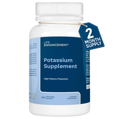 Life Enhancement Hochpotentes 1020 mg Kaliumpräparat für Muskel-, Gehirn- und Knochengesundheit – Keine Zusätze, hohe Absorption, elementares Kalium, hergestellt in den USA (120 Kapseln – 60 Portionen)