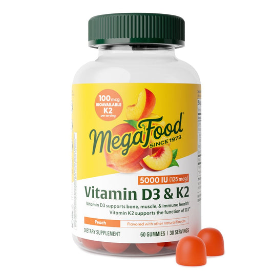 MegaFood Vitamin D3 & K2 Pfirsich-Gummis 5000 IE, 60 Stück