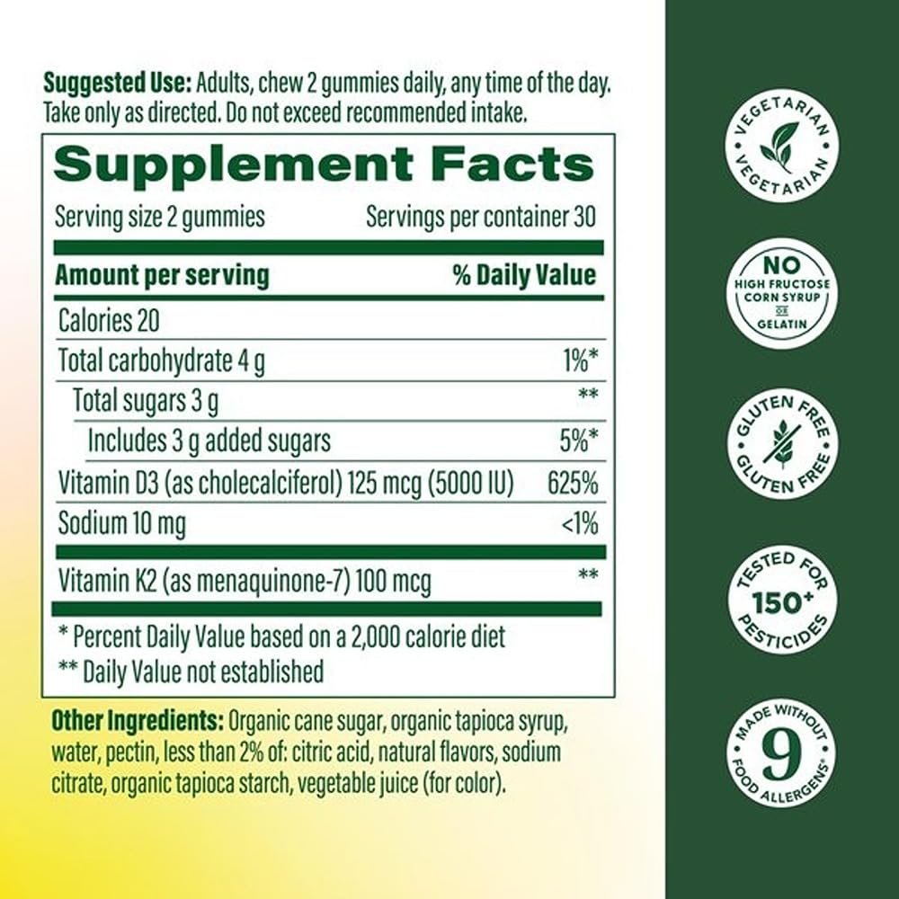 MegaFood Vitamin D3 & K2 Pfirsich-Gummis 5000 IE, 60 Stück