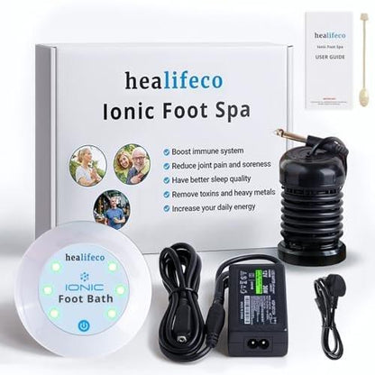 Ionisches Fußbad von Healifeco – Ion Fußbad Detox Maschine für Toxine, Schwermetalle & freie Radikale – Aktiviert 2.000 Fußdetox-Knoten – Einfaches 30-Minuten-Heimdetox – Über 90.000 zufriedene Anwender vertrauen darauf