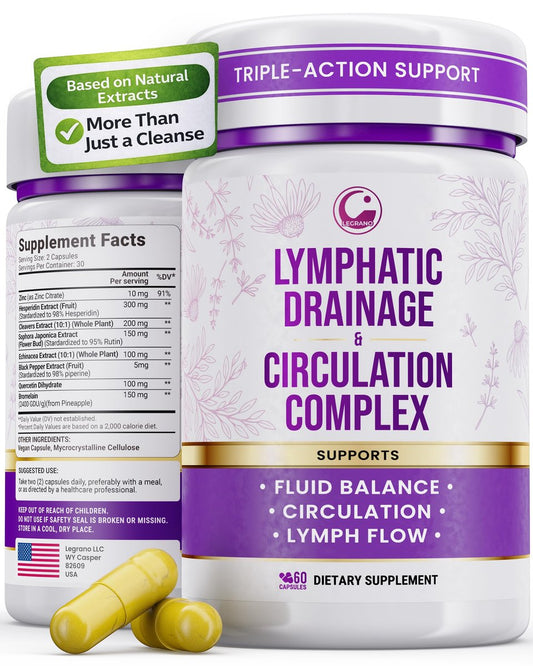 Fortgeschrittene Lymphdrainage Ergänzung – Lymphreinigung & Lymphsystem Unterstützung mit Hesperidin, Rutin, Quercetin mit Bromelain – Kräuterformel für das Lymphsystem – 60 Kapseln