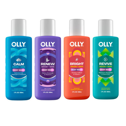 OLLY Body Wash Mixed Pack 4er-Set – Hautbarriere wiederherstellen & Feuchtigkeit spenden, 3 oz