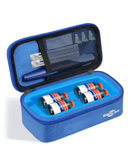sarlar Insulin-Vial-Kühl-Reiseetui, TSA-zugelassene Aufbewahrungstasche für Diabetiker mit Kühlstein, Insulin-Pen- und Vial-Flaschen-Kühlschutz-Organizer, Tragetasche für den täglichen Gebrauch und Reisen, Blau