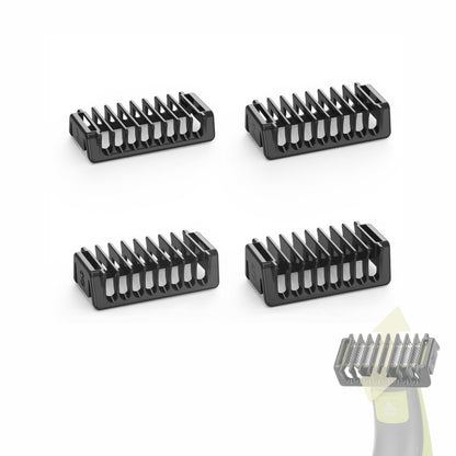 Doppelseitige Aufsteckkämme kompatibel mit O-Blade QP2724, QP2520, QP2530, QP2620, QP2630 Pro 360 Series Gesichtshaar-Trimmer und Barttrimmer, 4 Kämme mit 1/2/3/5 mm Aufsätzen