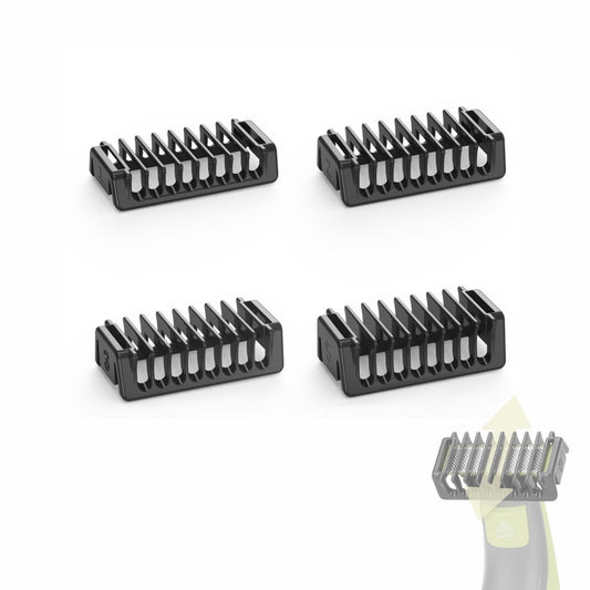 Doppelseitige Aufsteckkämme kompatibel mit O-Blade QP2724, QP2520, QP2530, QP2620, QP2630 Pro 360 Series Gesichtshaar-Trimmer und Barttrimmer, 4 Kämme mit 1/2/3/5 mm Aufsätzen