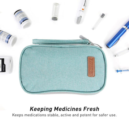 suzamed Insulin Kühltasche Reiseetui, doppellagige Medikamententasche für Diabetes, tragbare Medikamentenorganizer mit 2x 150g Kühlakkus, TSA-zugelassen für Insulin-Pens und Diabetikerzubehör (Grün)