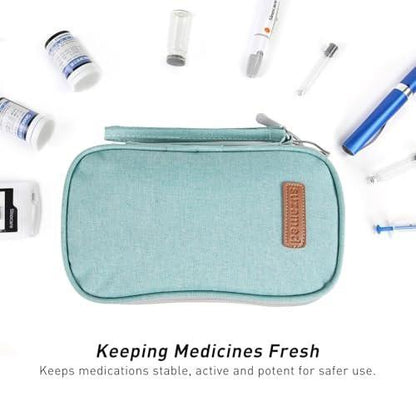 suzamed Insulin Kühltasche Reiseetui, doppellagige Medikamententasche für Diabetes, tragbare Medikamentenorganizer mit 2x 150g Kühlakkus, TSA-zugelassen für Insulin-Pens und Diabetikerzubehör (Grün)