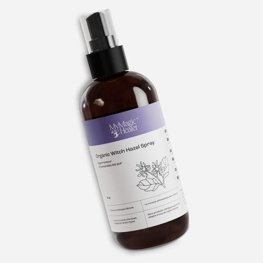 MyMagicHealer Bio-Hamamelis Spray | Beruhigende Pflege bei Entzündungen | Sanfte Linderung für gereizte, geschwollene Haut | Ideal bei zystischer Akne, Furunkeln, Hidradenitis, Zysten, eingewachsenen Haaren und Fissuren (240 ml)