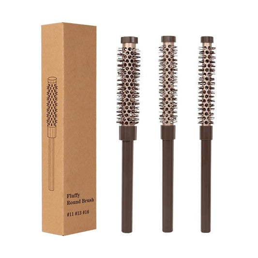 3er Set kleine Rundbürsten zum Föhnen, 0,78/0,70/0,59 Zoll, Volumenbürsten mit weichen Nylonborsten für Volumen, Styling, Pony, Ansatz, Locken, kurzes, welliges, dünnes Haar – für Männer & Frauen