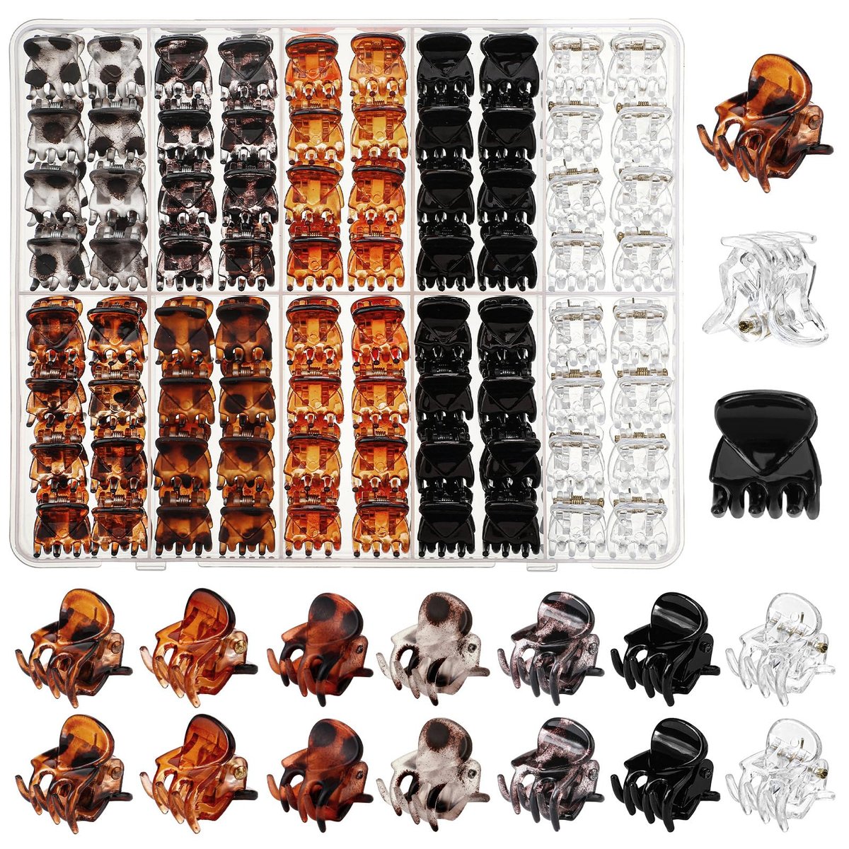70-teilige Mini-Haarclaw-Clips für Frauen und Mädchen – Kleine, rutschfeste Haarklammern im Aufbewahrungsbox-Set, 7 Farben