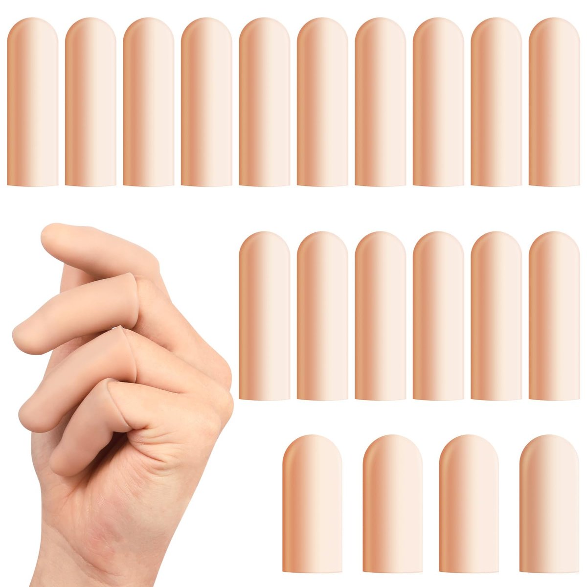 BMKYUET 20 Stück Gel-Fingerlinge – Wiederverwendbare Silikon-Fingerschützer und Daumenschützer, flexible Schutzschilde für steife, schmerzende Finger gegen Trockenheit, Reibung und Hautstress bei täglichen Aktivitäten