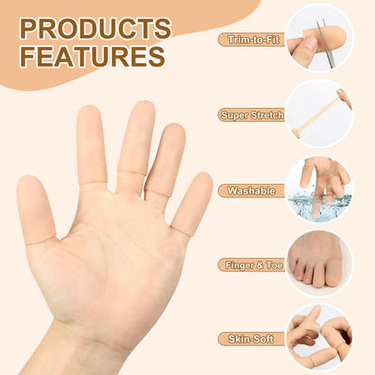 BMKYUET 20 Stück Gel-Fingerlinge – Wiederverwendbare Silikon-Fingerschützer und Daumenschützer, flexible Schutzschilde für steife, schmerzende Finger gegen Trockenheit, Reibung und Hautstress bei täglichen Aktivitäten