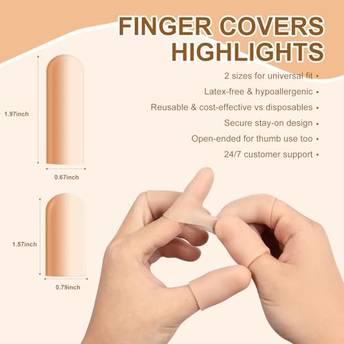 BMKYUET 20 Stück Gel-Fingerlinge – Wiederverwendbare Silikon-Fingerschützer und Daumenschützer, flexible Schutzschilde für steife, schmerzende Finger gegen Trockenheit, Reibung und Hautstress bei täglichen Aktivitäten