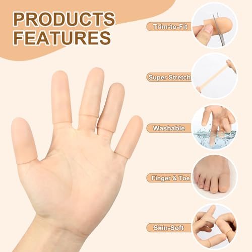 BMKYUET 20 Stück Gel-Fingerlinge – Wiederverwendbare Silikon-Fingerschützer und Daumenschützer, flexible Schutzschilde für steife, schmerzende Finger gegen Trockenheit, Reibung und Hautstress bei täglichen Aktivitäten