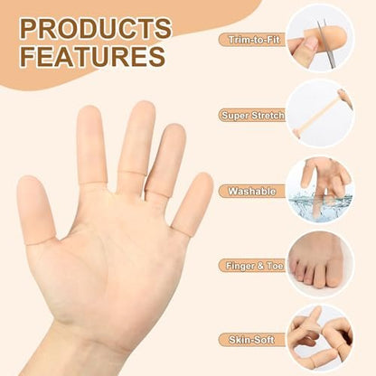 BMKYUET 20 Stück Gel-Fingerlinge – Wiederverwendbare Silikon-Fingerschützer und Daumenschützer, flexible Schutzschilde für steife, schmerzende Finger gegen Trockenheit, Reibung und Hautstress bei täglichen Aktivitäten