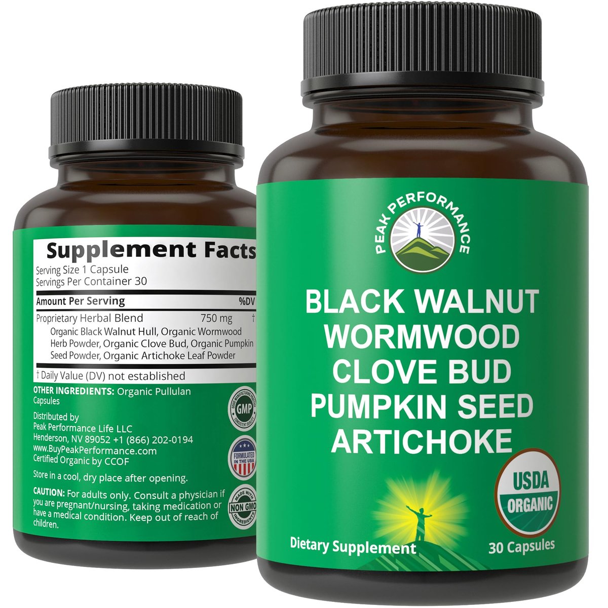 USDA Organic Wormwood Black Walnut Clove Cleanse für Menschen – Entgiftung & Darmunterstützung Kapseln für Erwachsene und Kinder mit Artischocke und Kürbiskernen