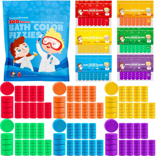 300 Bade-Farbtabletten für Kinder, ungiftig & parfümfrei, 6 leuchtende Wasserfarben, kinderfreundliche Badebomben-Set für lustige Badezeit, ideal für Kinder ab 3 Jahren