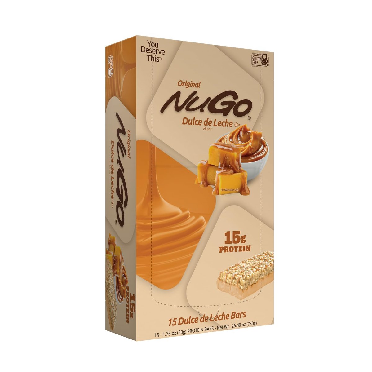 NuGO Dulce de Leche Proteinriegel – 15g Protein, glutenfrei, 15er Pack