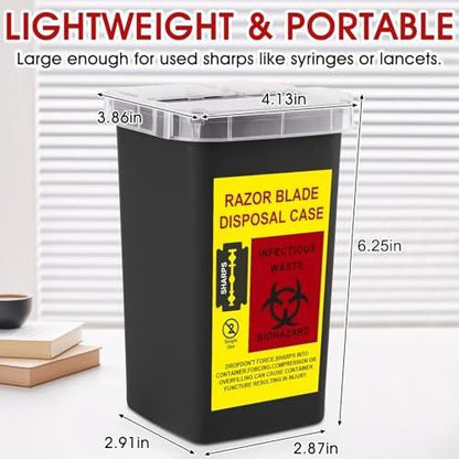 MITINU Schwarzer 1-Liter (3er-Pack) Entsorgungsbehälter für spitze Gegenstände für den Hausgebrauch, Nadelentsorgungsbehälter, Biohazard-Behälter, Spritzenentsorgung, kleiner tragbarer Behälter für Reisen, professionelle Entsorgung von scharfen Abfällen