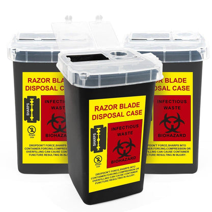 MITINU Schwarzer 1-Liter (3er-Pack) Entsorgungsbehälter für spitze Gegenstände für den Hausgebrauch, Nadelentsorgungsbehälter, Biohazard-Behälter, Spritzenentsorgung, kleiner tragbarer Behälter für Reisen, professionelle Entsorgung von scharfen Abfällen