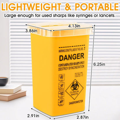 MITINU Gelber 1 Quart (3er-Pack) Sharps Behälter für den Heimgebrauch, Nadelentsorgungsbehälter, Biohazard Behälter, Spritzenentsorgung, kleiner tragbarer Behälter für Reisen, professionelle Entsorgung von scharfen Abfällen