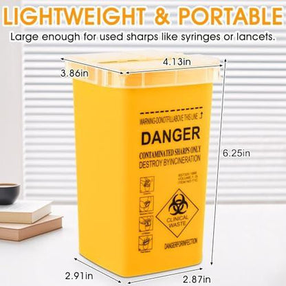 MITINU Gelber 1 Quart (3er-Pack) Sharps Behälter für den Heimgebrauch, Nadelentsorgungsbehälter, Biohazard Behälter, Spritzenentsorgung, kleiner tragbarer Behälter für Reisen, professionelle Entsorgung von scharfen Abfällen